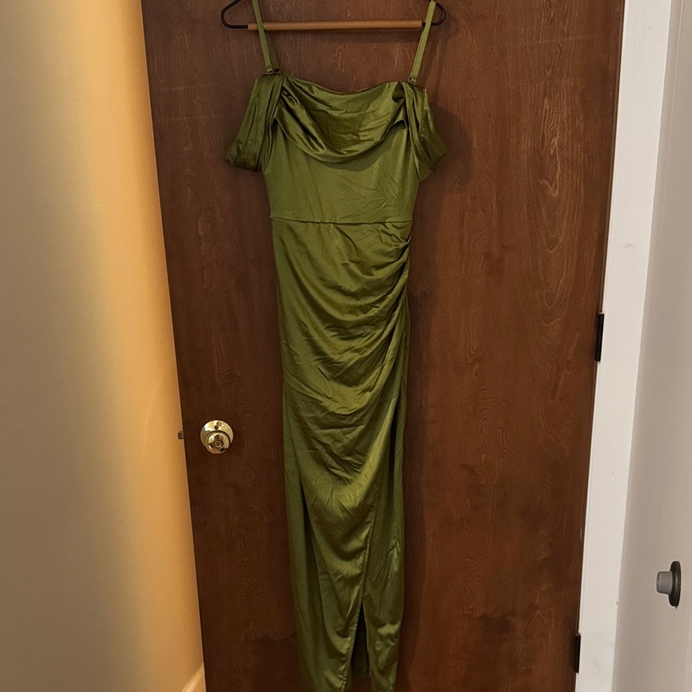 Shapewear Off Shoulder Shine Ruched Sculpting Maxi Dress by Popilush
